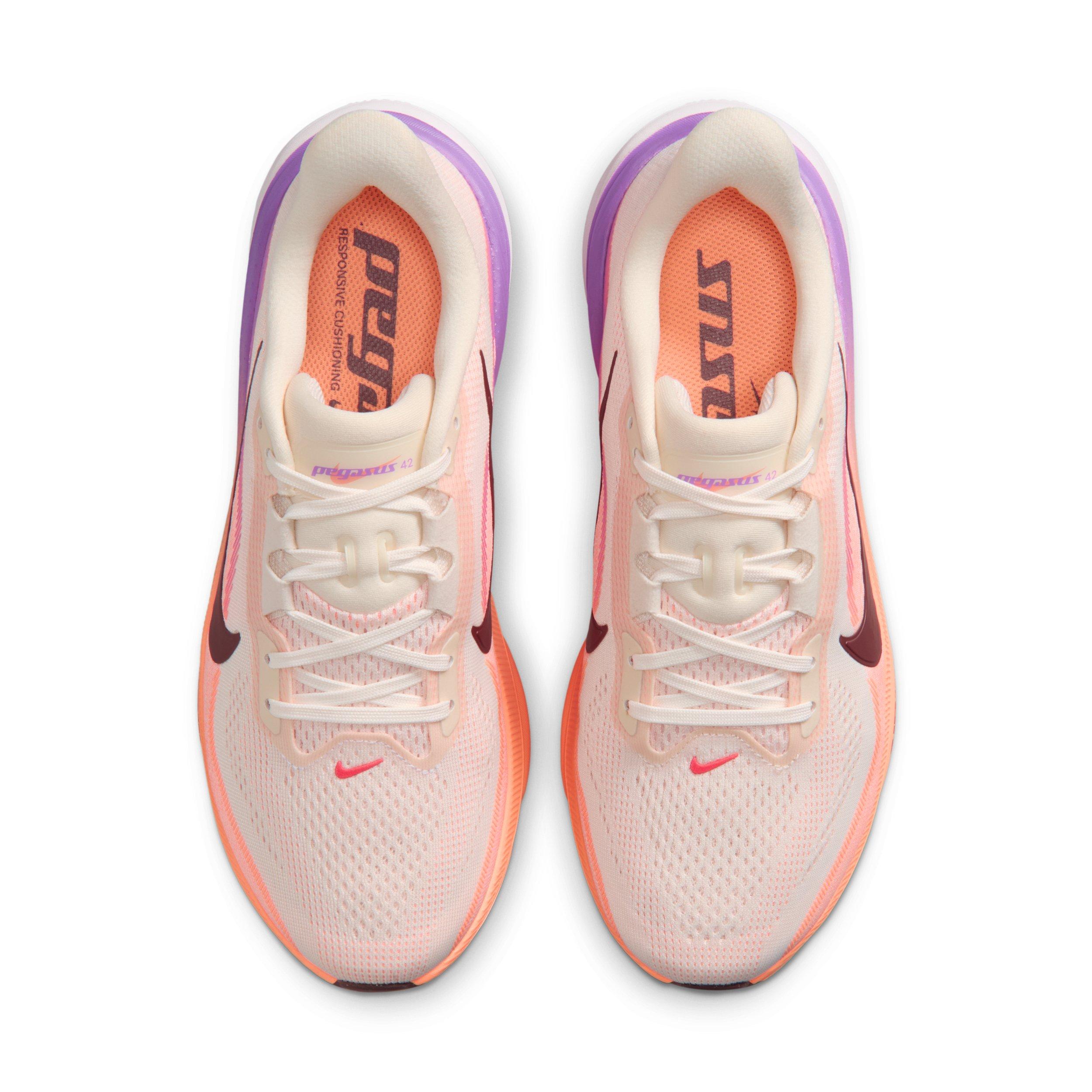 Nike Pegasus 42 "Chalk/Orange Pulse/Bright Violet/Tattoo" Women's Wide Running Shoe - WHITE/ORANGE/PURPLE Thumbnail View 4