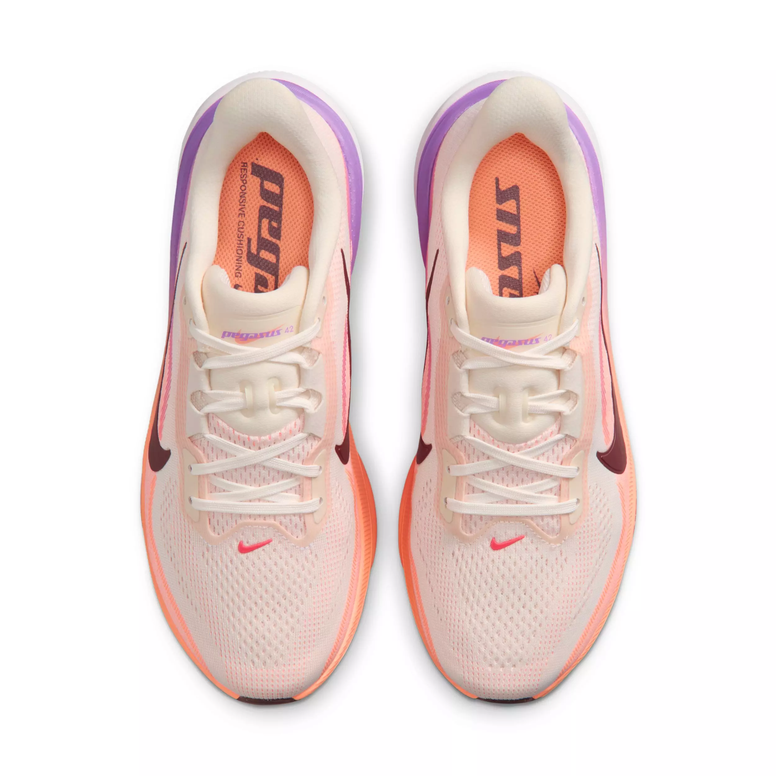 Nike Pegasus 42 "Chalk/Orange Pulse/Bright Violet/Tattoo" Women's Wide Running Shoe - WHITE/ORANGE/PURPLE