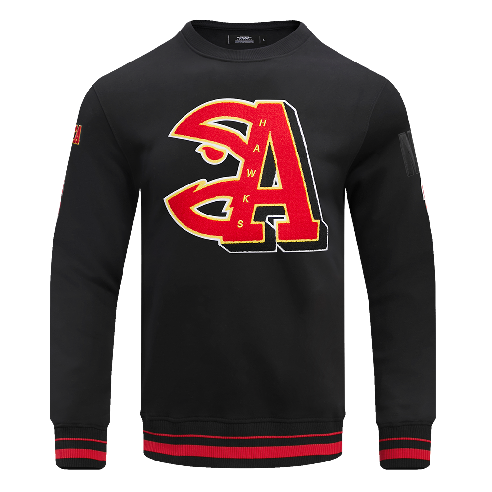 Pro Standard Men's NBA Atlanta Hawks Mashup Rib Crewneck - Black/Red - BLACK/RED Thumbnail View 1