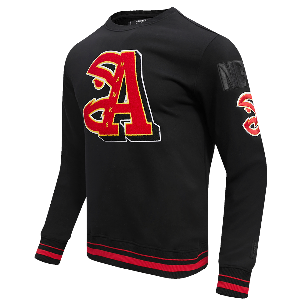 Pro Standard Men's NBA Atlanta Hawks Mashup Rib Crewneck -Black/Red - BLACK/RED Thumbnail View 3