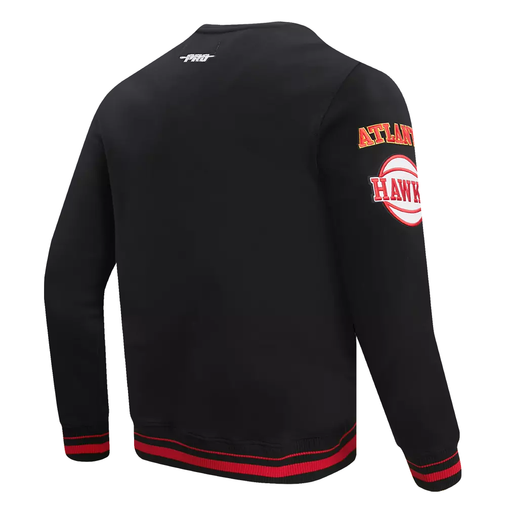 Pro Standard Men's NBA Atlanta Hawks Mashup Rib Crewneck - Black/Red - BLACK/RED