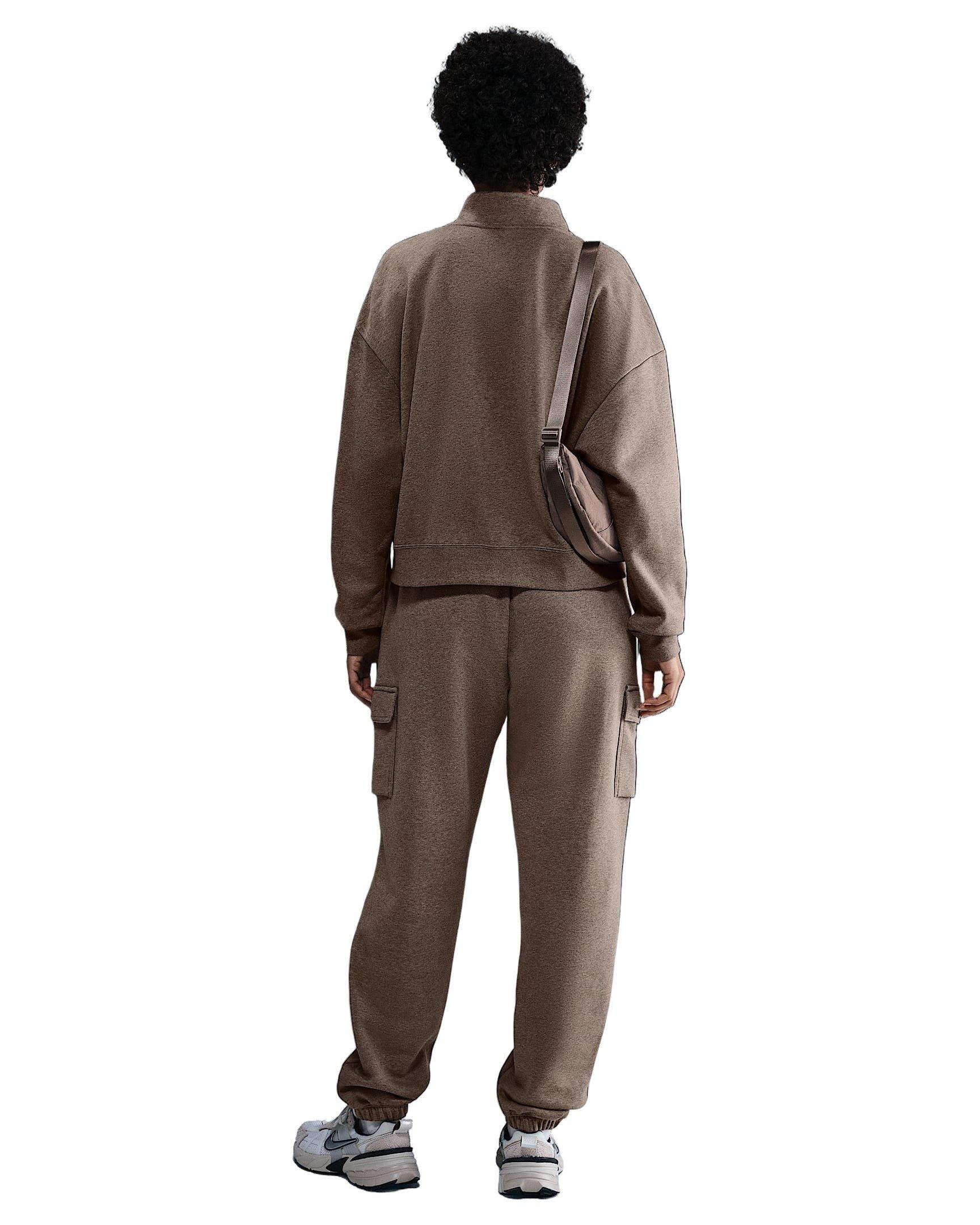 Nike Women's Sportswear Club Fleece Loose Track Jacket -Brown/White - BROWN/WHITE Thumbnail View 5