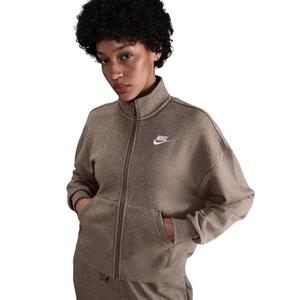 Nike Women's Sportswear Club Fleece Loose Track Jacket -Brown/White