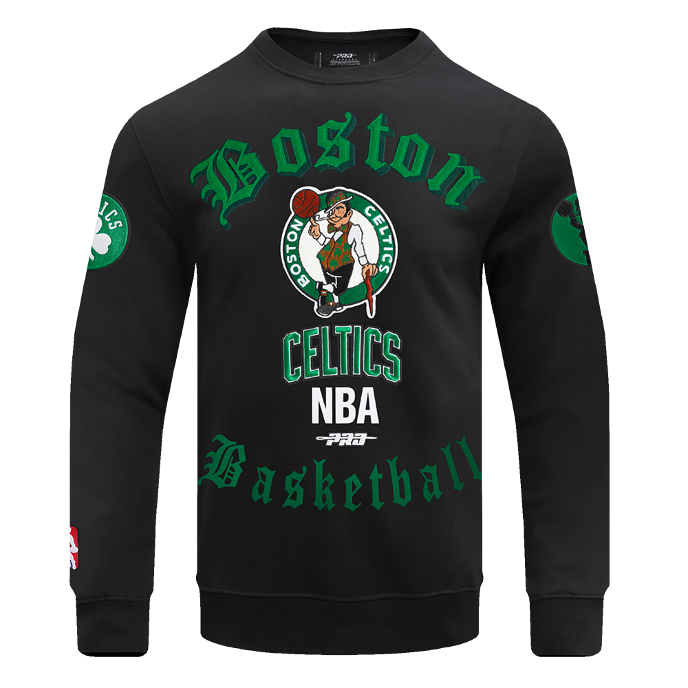 Pro Standard Men's NBA Boston Celtics Old English Crewneck -Black - BLACK Thumbnail View 1