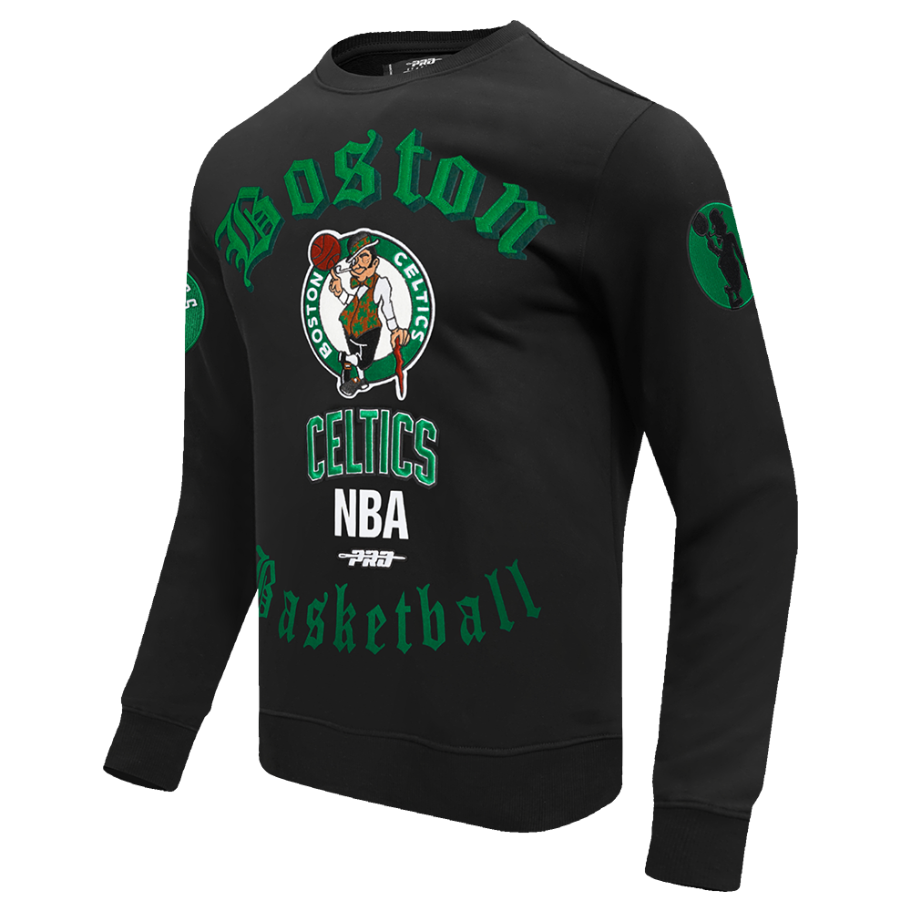 Pro Standard Men's NBA Boston Celtics Old English Crewneck - Black - BLACK Thumbnail View 3