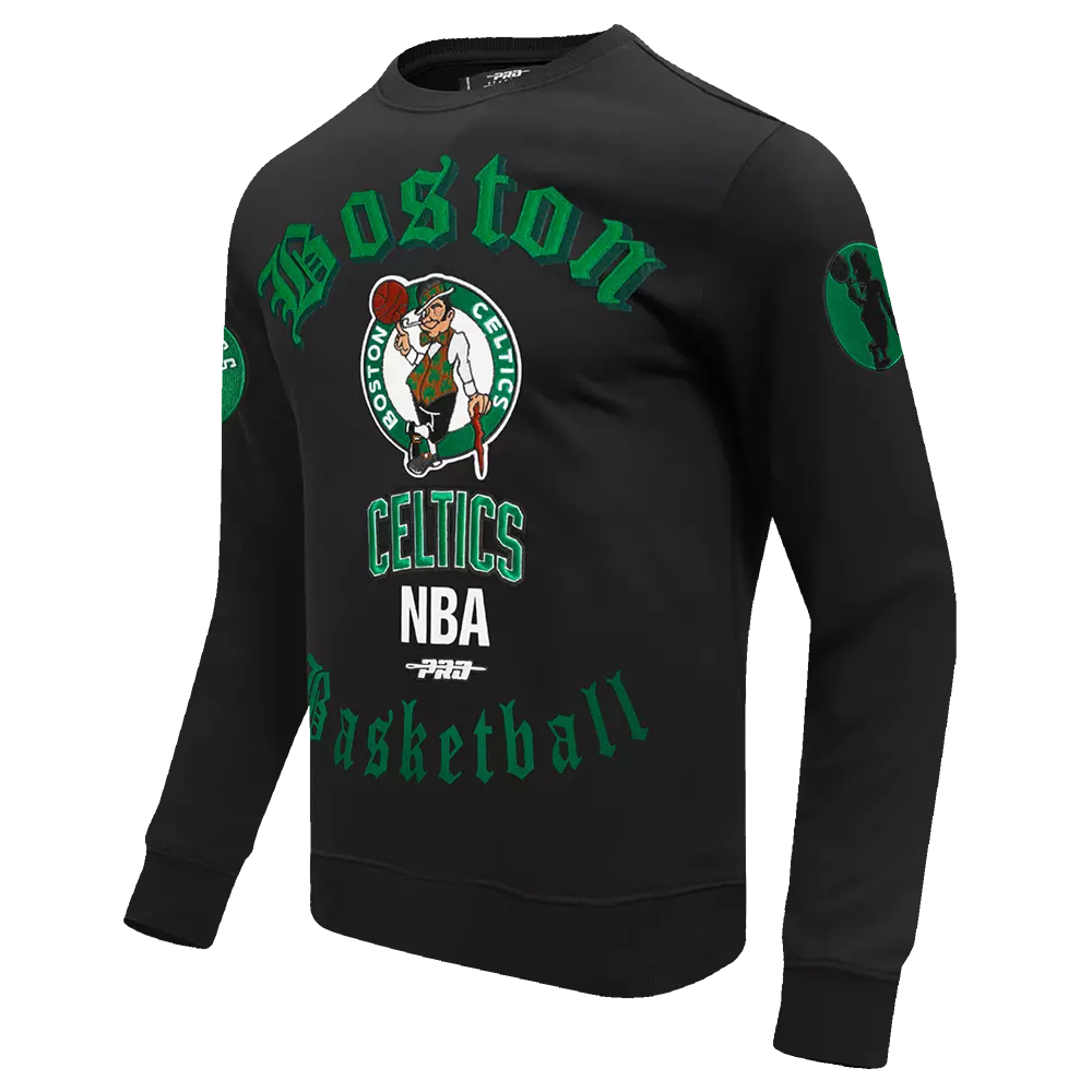 Pro Standard Men's NBA Boston Celtics Old English Crewneck -Black - BLACK