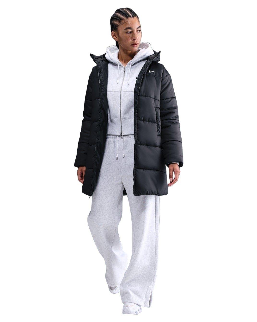 Nike Women's Sportswear Classic Therma-FIT Loose Hooded Parka - Black - BLACK Thumbnail View 4