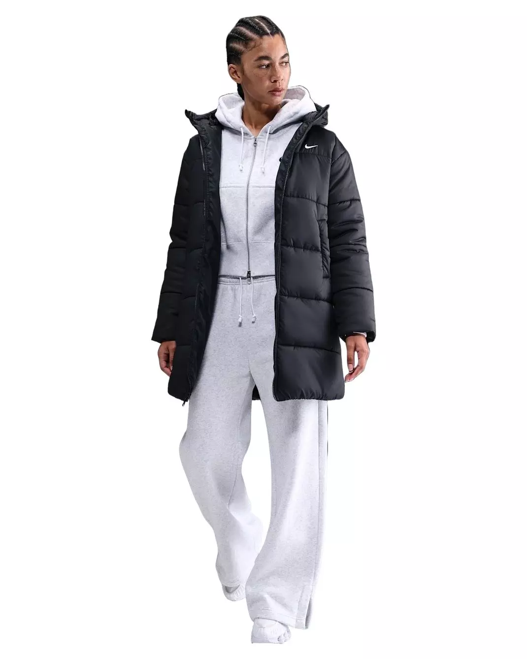 Nike Women's Sportswear Classic Therma-FIT Loose Hooded Parka -Black - BLACK