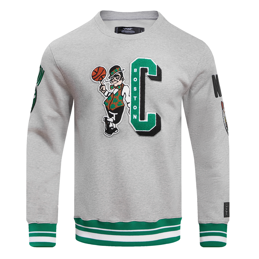 Pro Standard Men's NBA Boston Celtics Mashup Rib Crewneck -Grey/Green - GREY/GREEN Thumbnail View 1