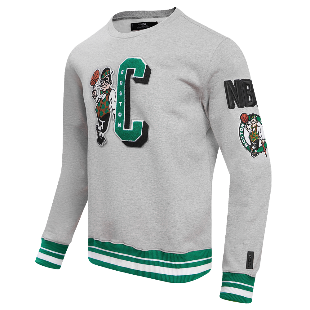 Pro Standard Men's NBA Boston Celtics Mashup Rib Crewneck -Grey/Green - GREY/GREEN Thumbnail View 3
