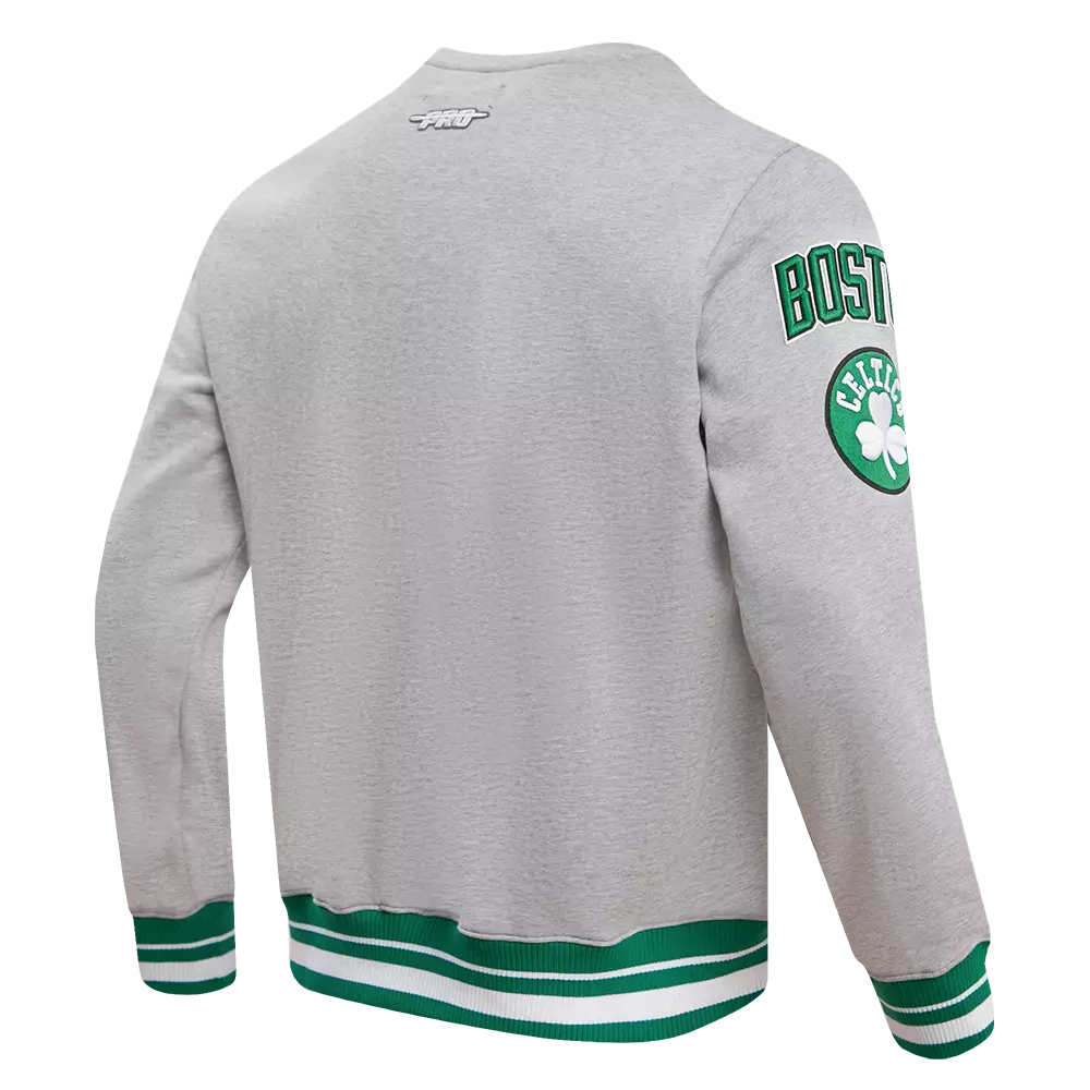 Pro Standard Men's NBA Boston Celtics Mashup Rib Crewneck - Grey/Green - GREY/GREEN