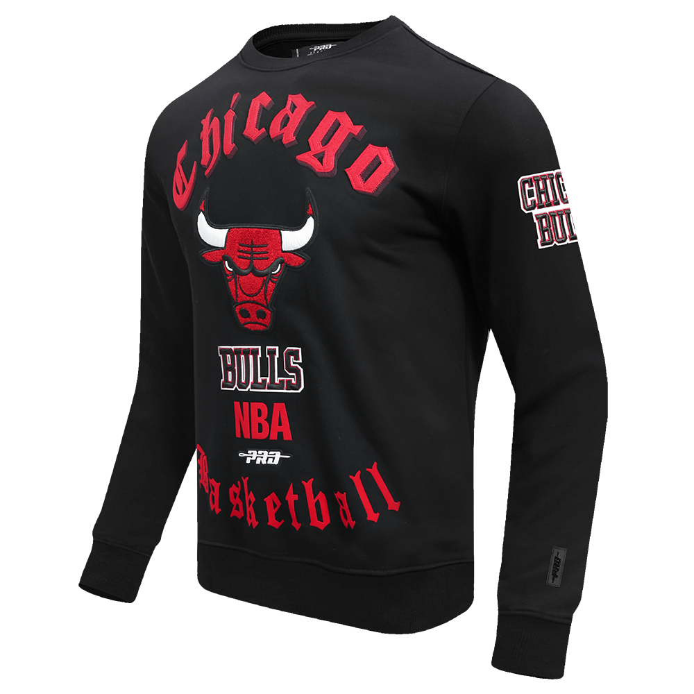 Pro Standard Men's NBA Chicago Bulls Old English Crewneck - Black - BLACK Thumbnail View 3