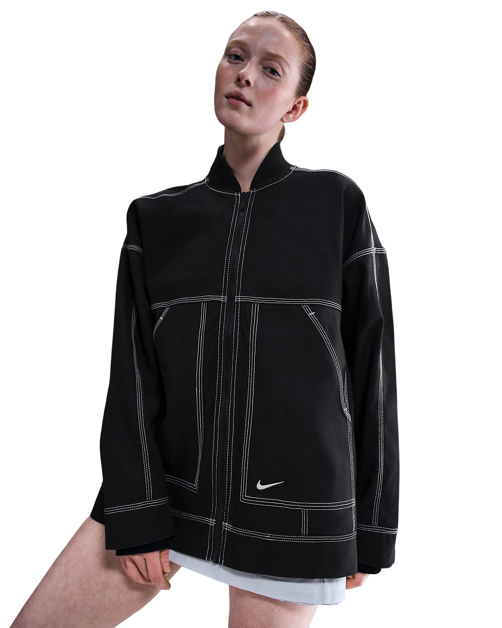 Nike Women's Sportswear Oversized Graphic Cargo Jacket -Black/White - BLACK/WHITE Thumbnail View 1