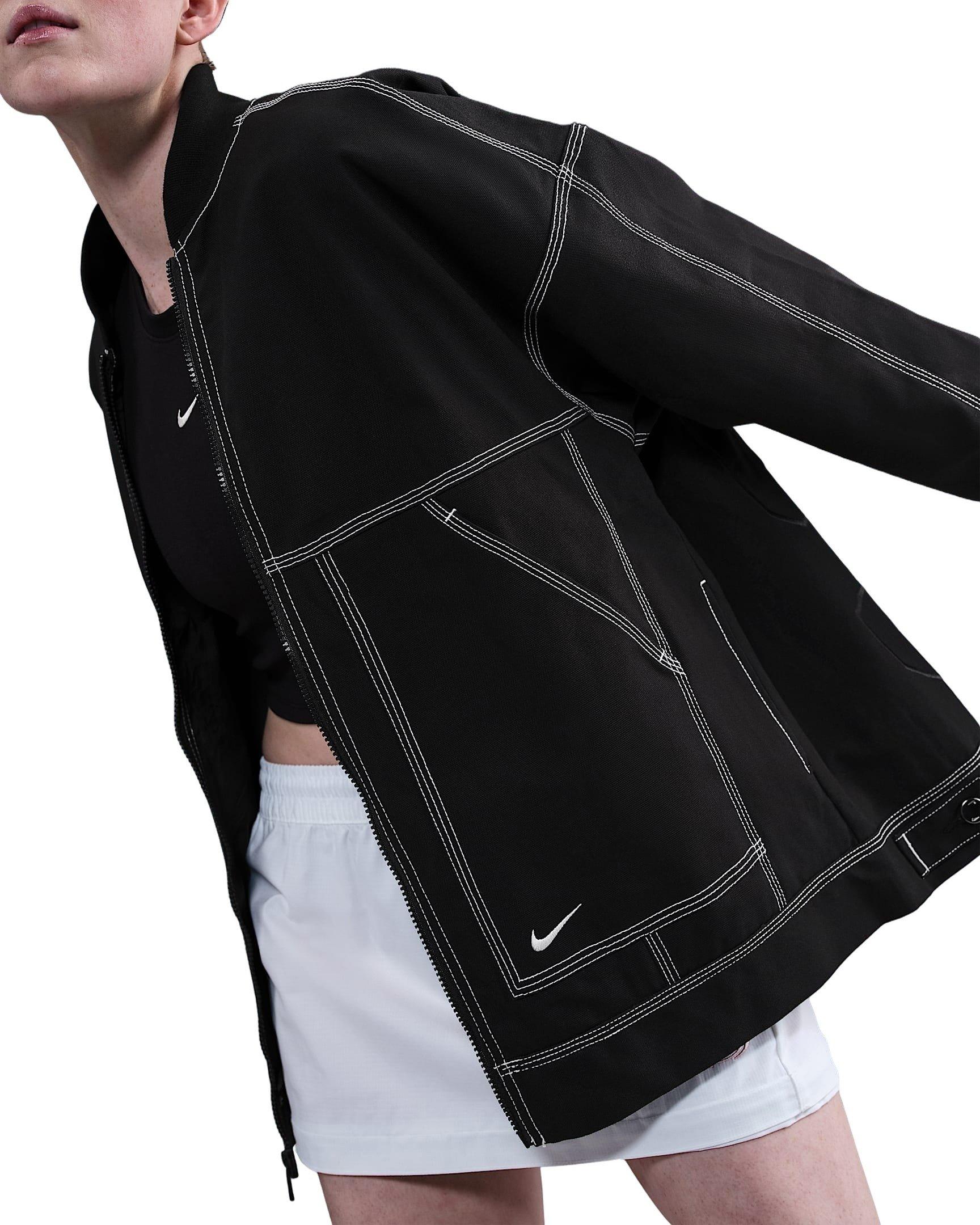 Nike Women's Sportswear Oversized Graphic Cargo Jacket -Black/White - BLACK/WHITE Thumbnail View 3