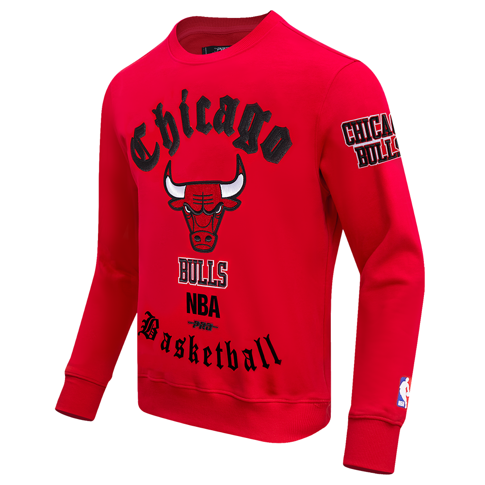 Pro Standard Men's NBA Chicago Bulls Old English Crewneck - Red - RED Thumbnail View 3