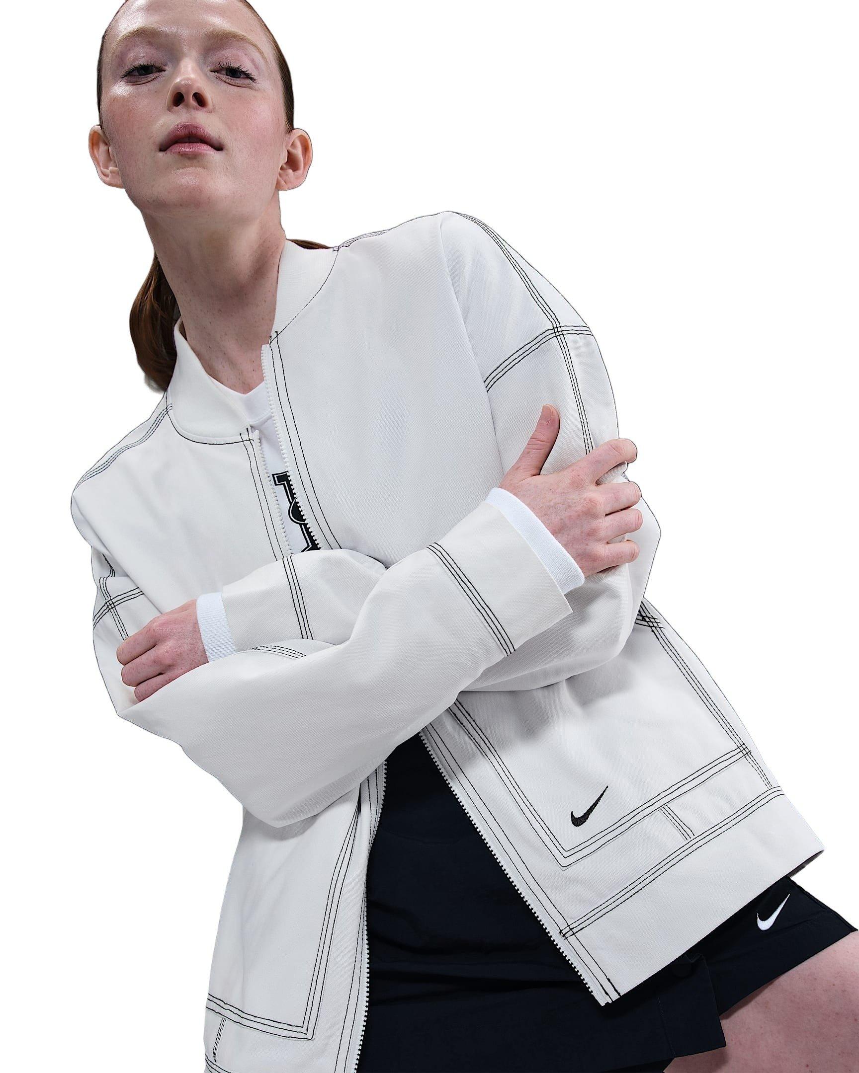 Nike Women's Sportswear Oversized Graphic Cargo Jacket -White/Black - WHITE/BLACK Thumbnail View 3