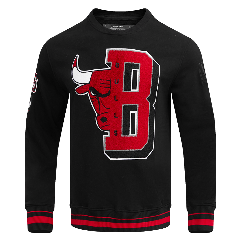 Pro Standard Men's NBA Chicago Bulls Mashup Rib Crewneck - Black/Red - BLACK/RED Thumbnail View 1