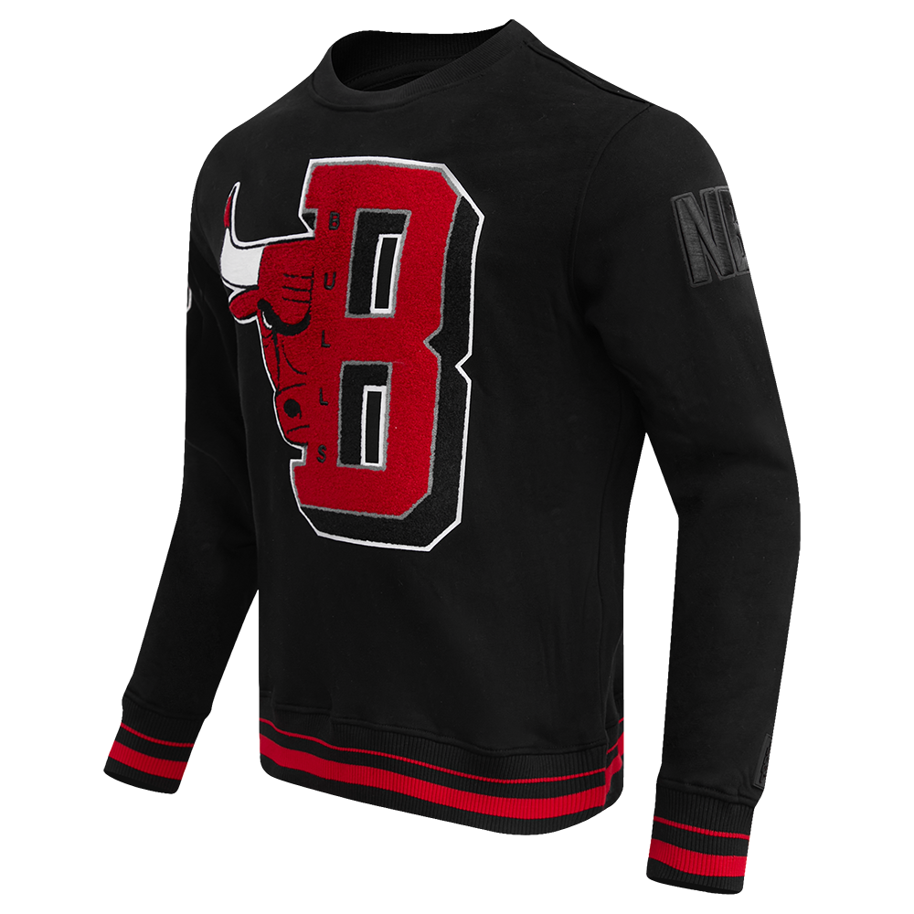 Pro Standard Men's NBA Chicago Bulls Mashup Rib Crewneck -Black/Red - BLACK/RED Thumbnail View 3