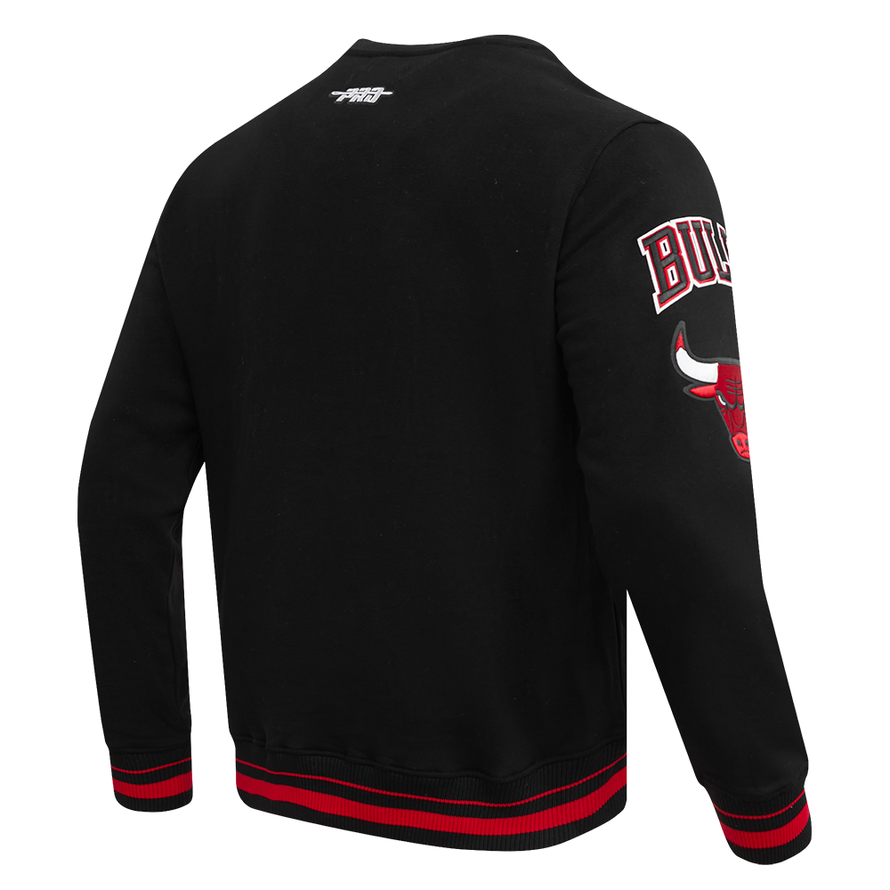 Pro Standard Men's NBA Chicago Bulls Mashup Rib Crewneck -Black/Red - BLACK/RED Thumbnail View 4