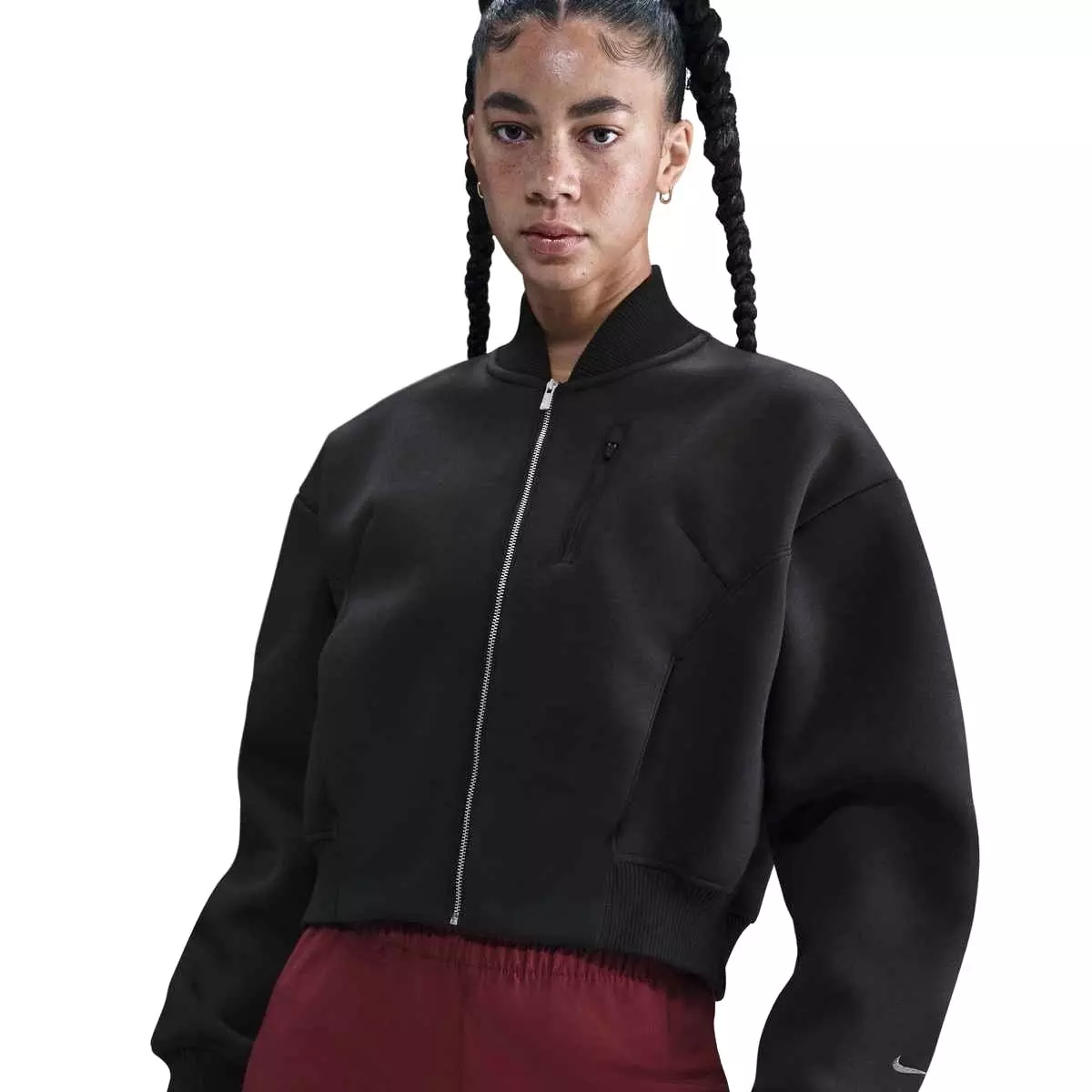 Nike Women's Sportswear Modern Fleece Oversize Destroyer Jacket -Black - BLACK