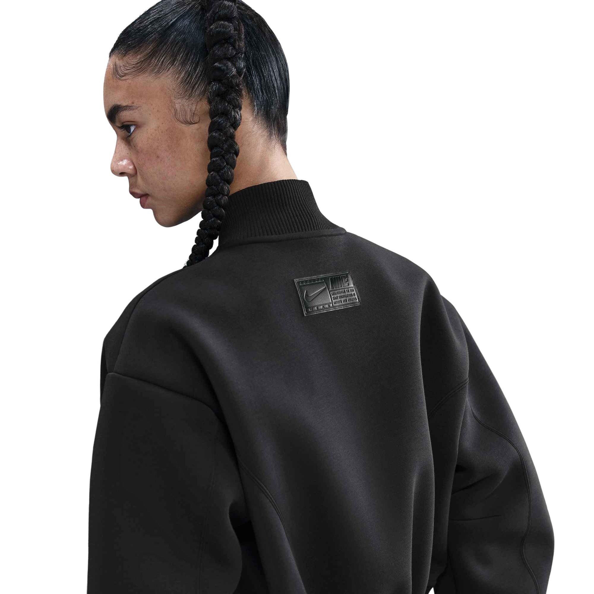 Nike Women's Sportswear Modern Fleece Oversize Destroyer Jacket -Black - BLACK Thumbnail View 2