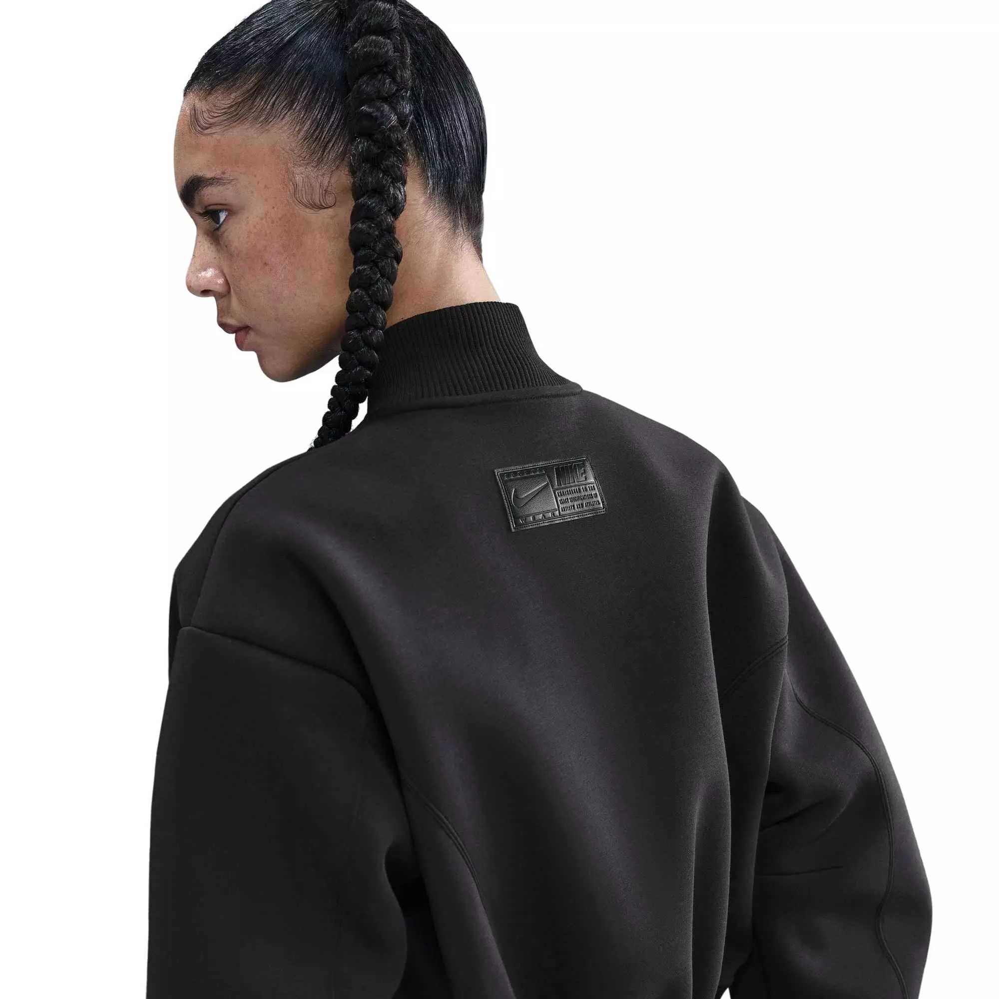 Nike Women's Sportswear Modern Fleece Oversize Destroyer Jacket -Black - BLACK