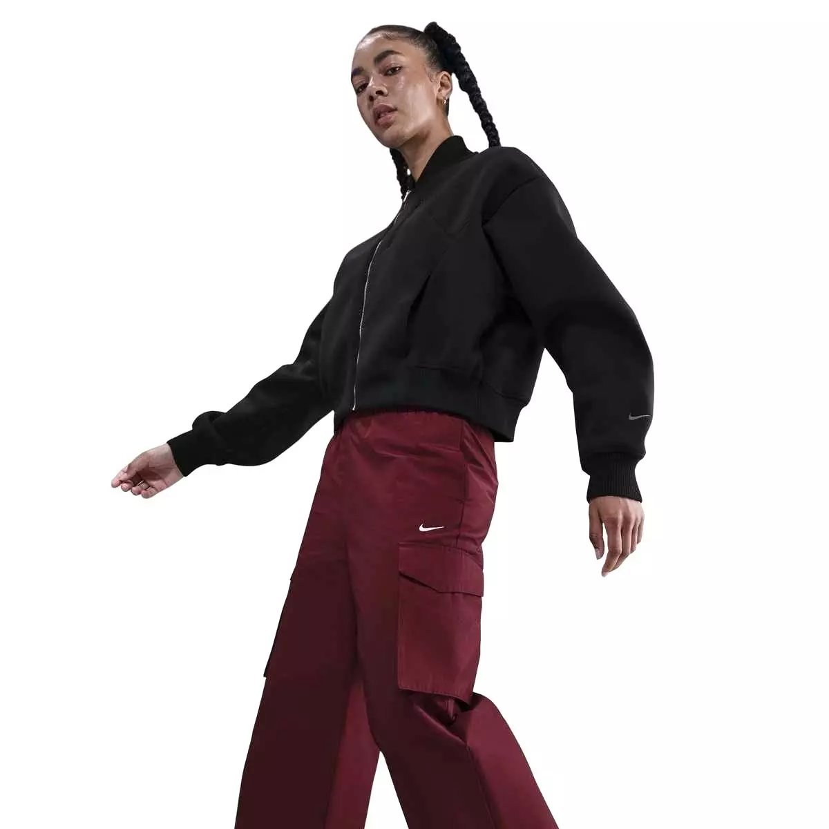 Nike Women's Sportswear Modern Fleece Oversize Destroyer Jacket -Black - BLACK