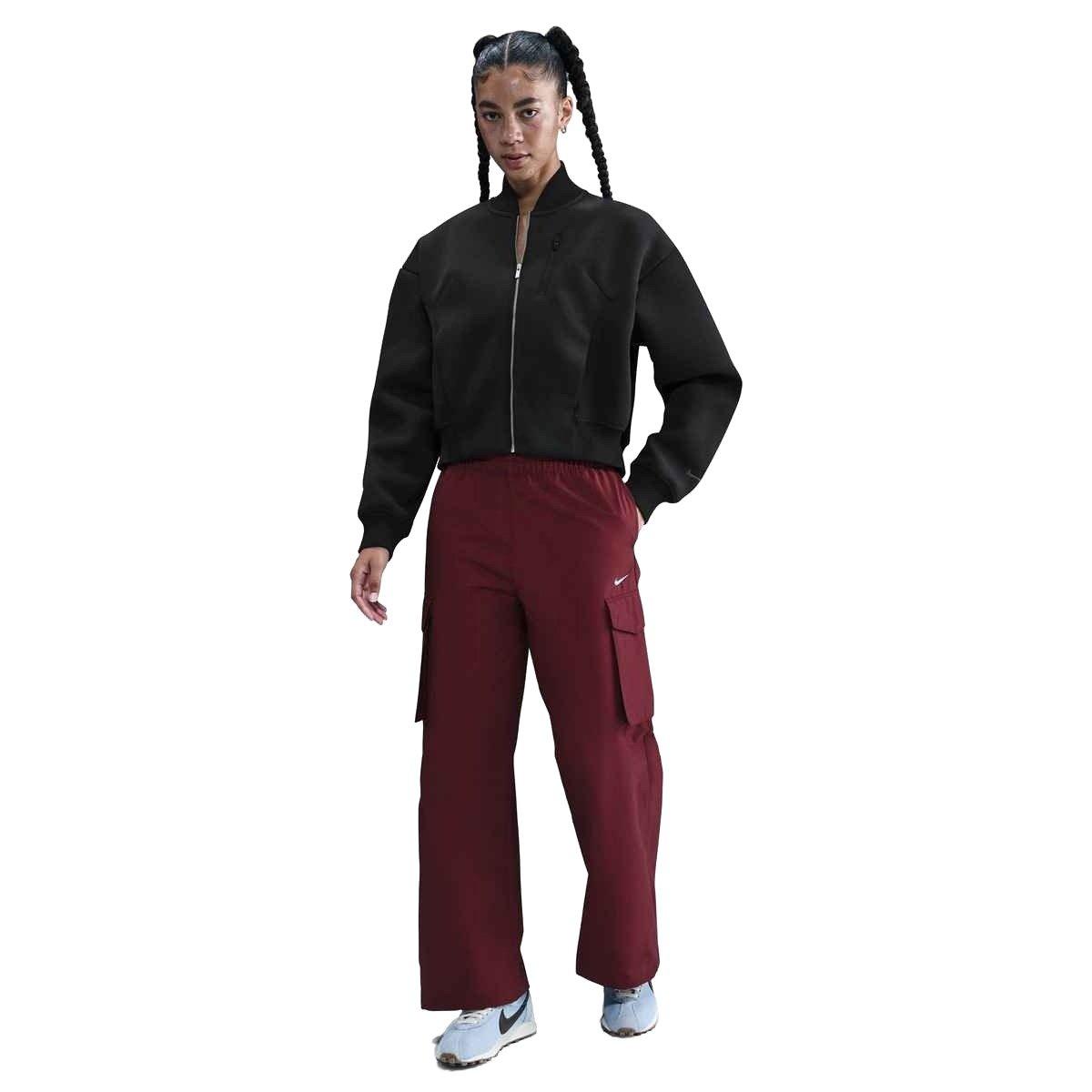 Nike Women's Sportswear Modern Fleece Oversize Destroyer Jacket -Black - BLACK Thumbnail View 4