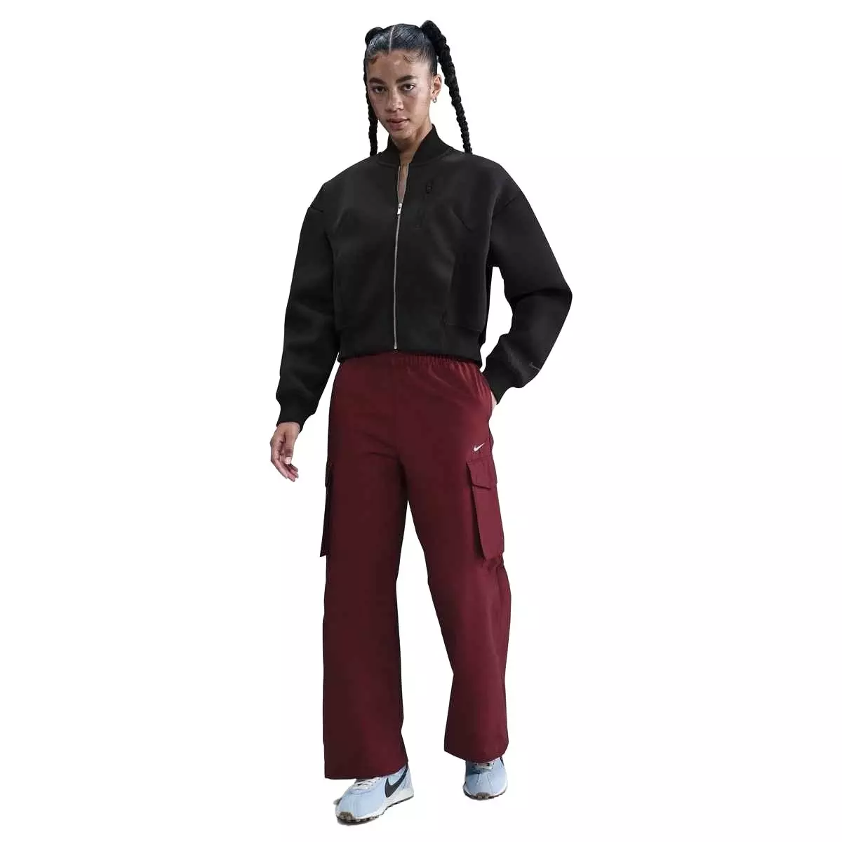 Nike Women's Sportswear Modern Fleece Oversize Destroyer Jacket -Black - BLACK