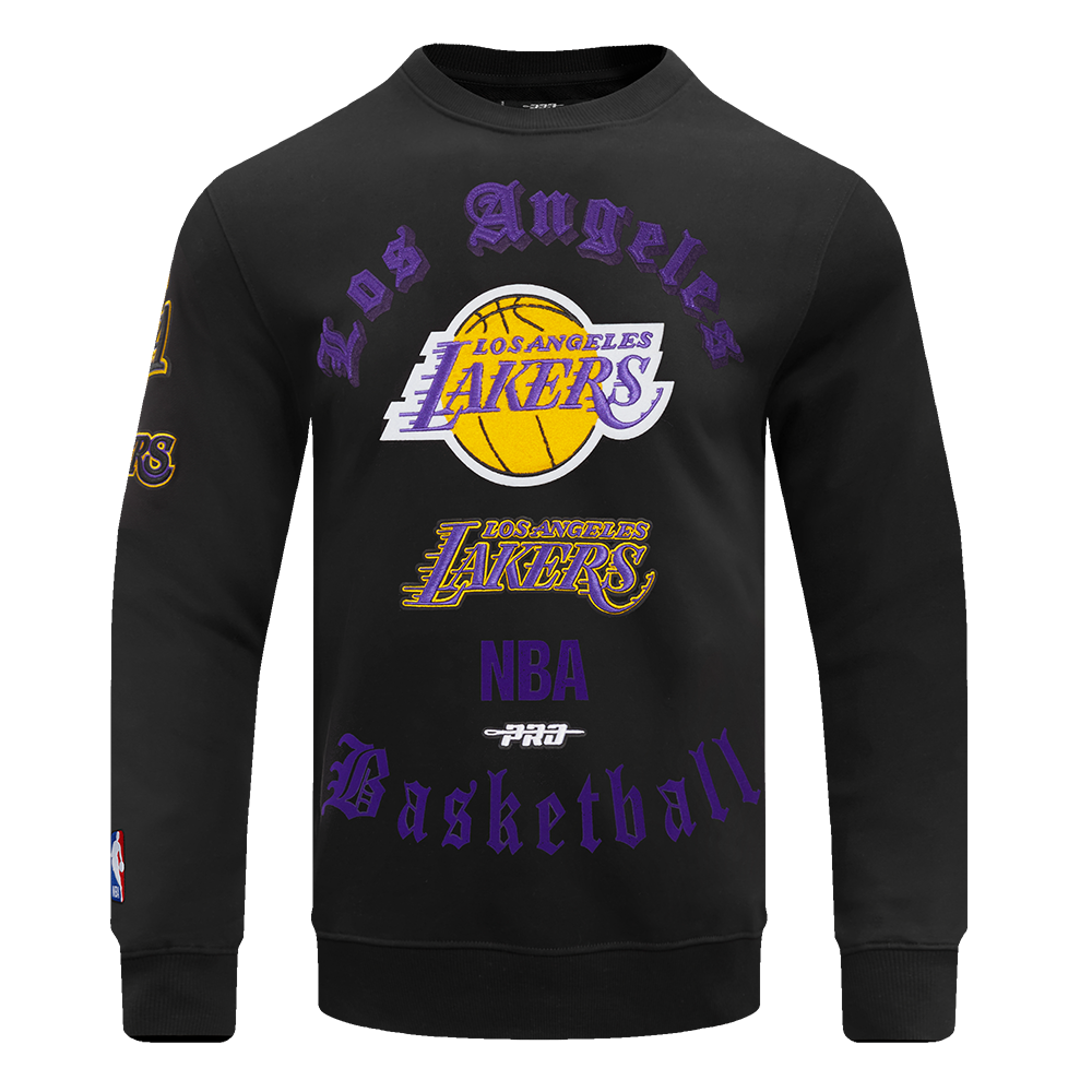 Pro Standard Men's NBA Los Angeles Lakers Old English Crewneck -Black - BLACK Thumbnail View 1
