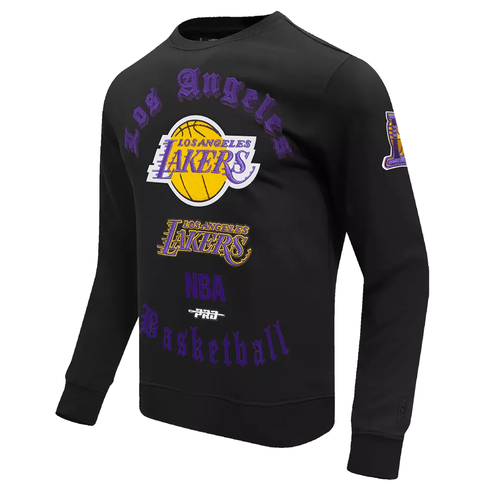 Pro Standard Men's NBA Los Angeles Lakers Old English Crewneck - Black - BLACK