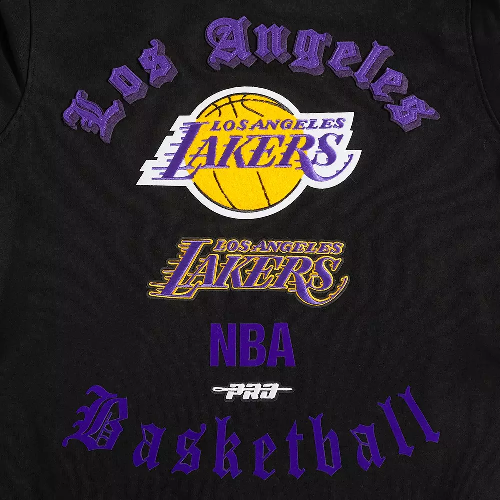 Pro Standard Men's NBA Los Angeles Lakers Old English Crewneck - Black - BLACK