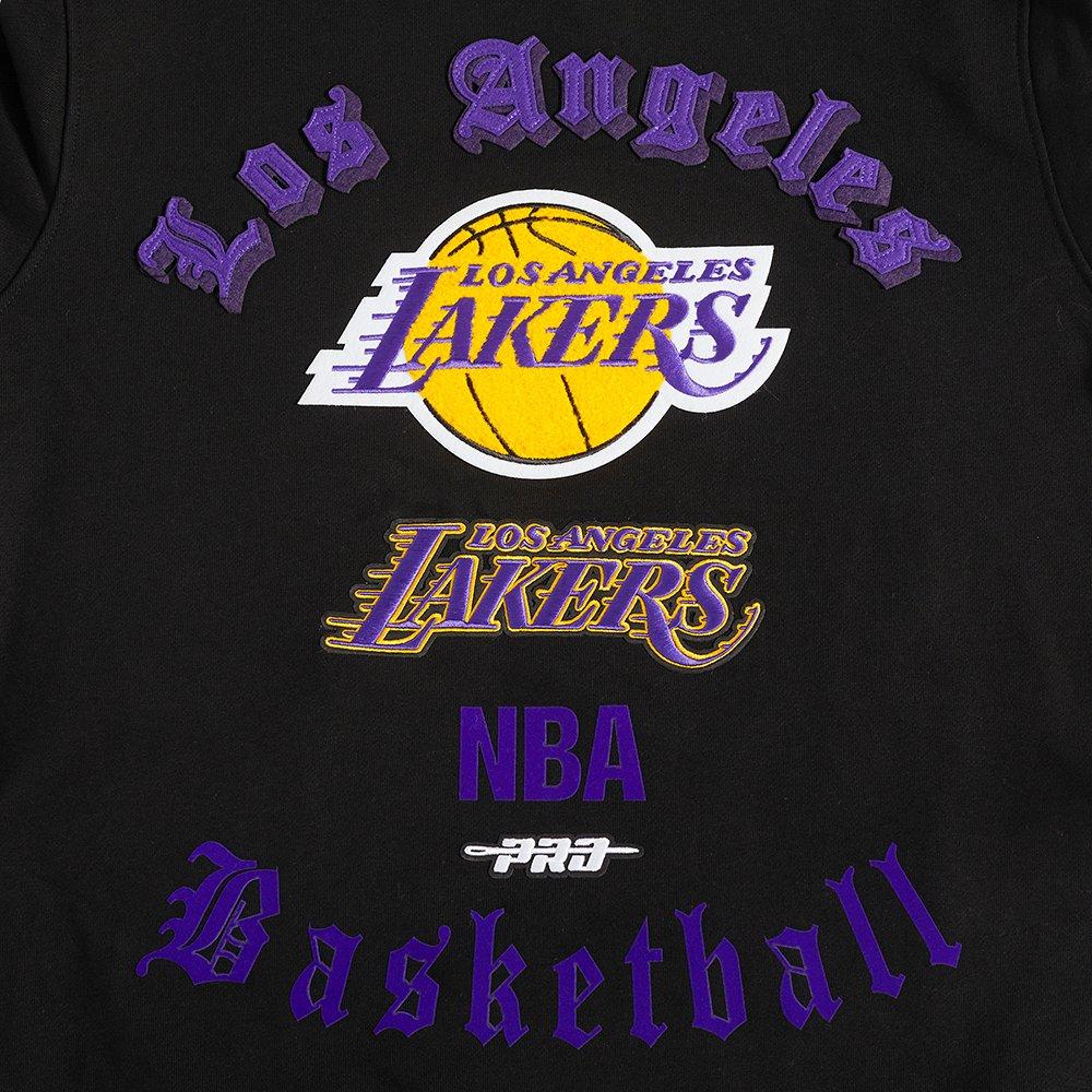 Pro Standard Men's NBA Los Angeles Lakers Old English Crewneck -Black - BLACK Thumbnail View 5