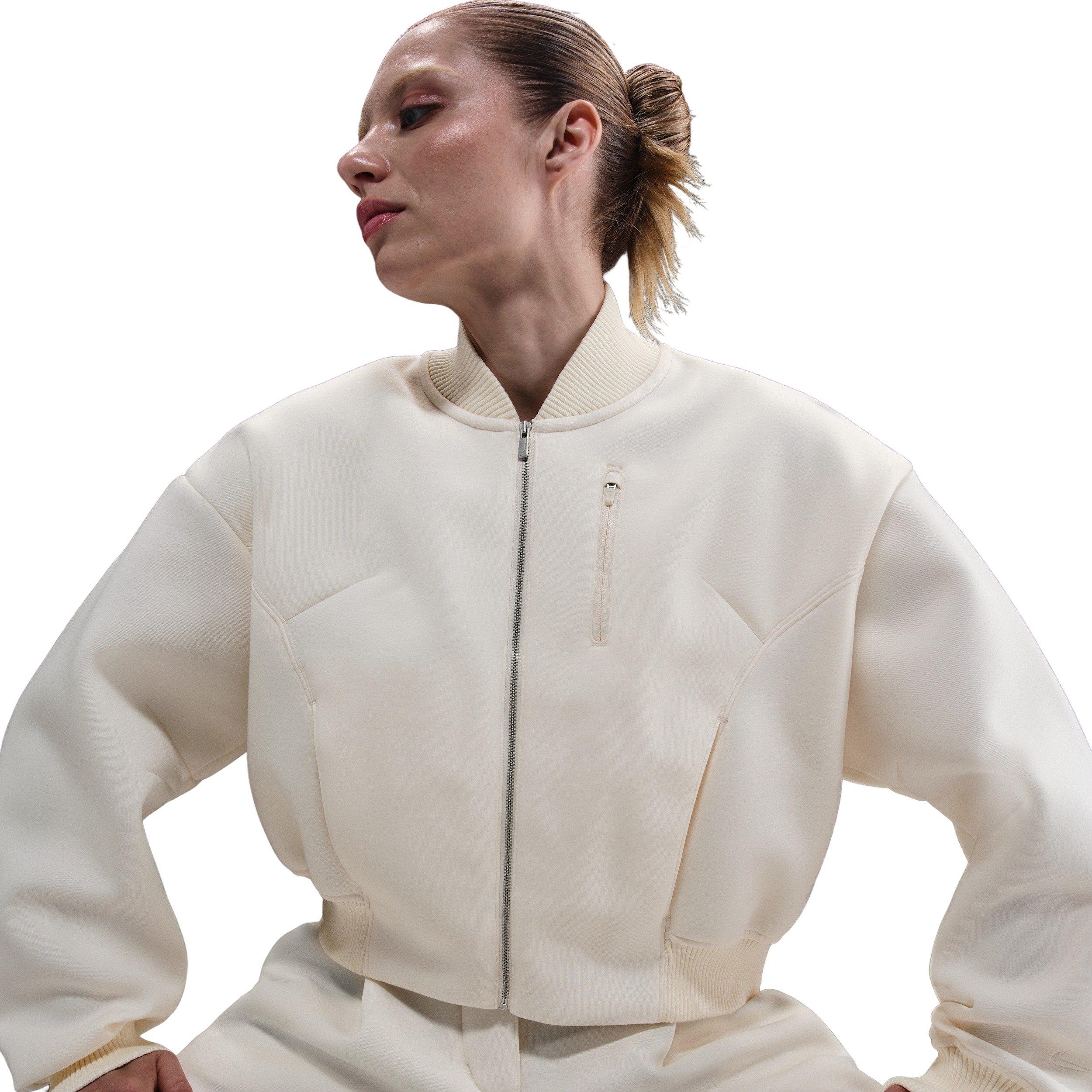 Nike Women's Sportswear Modern Fleece Oversize Destroyer Jacket -Ivory - IVORY Thumbnail View 3