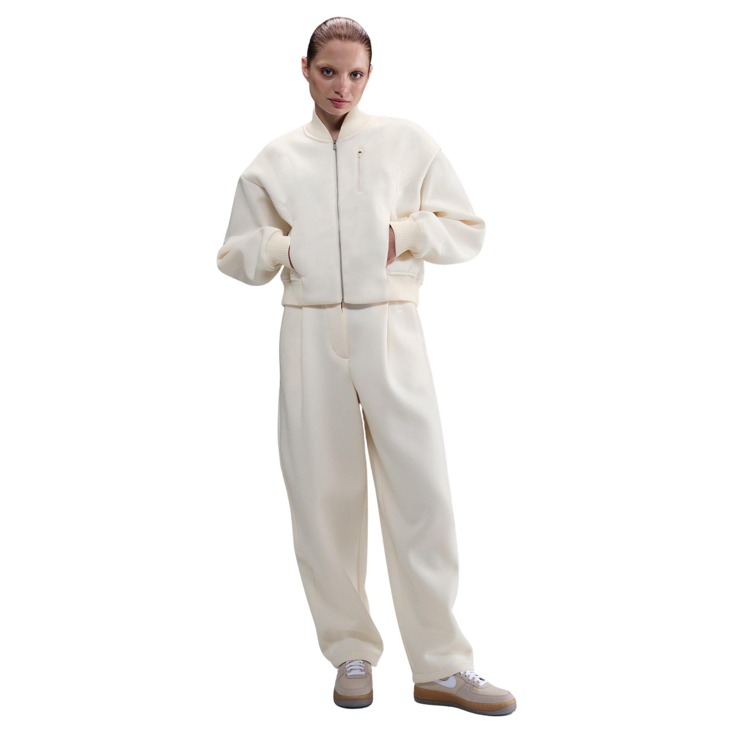 Nike Women's Sportswear Modern Fleece Oversize Destroyer Jacket -Ivory - IVORY Thumbnail View 4