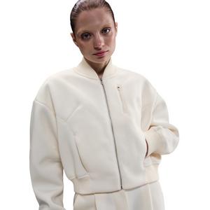 Nike Women's Sportswear Modern Fleece Oversize Destroyer Jacket -Ivory