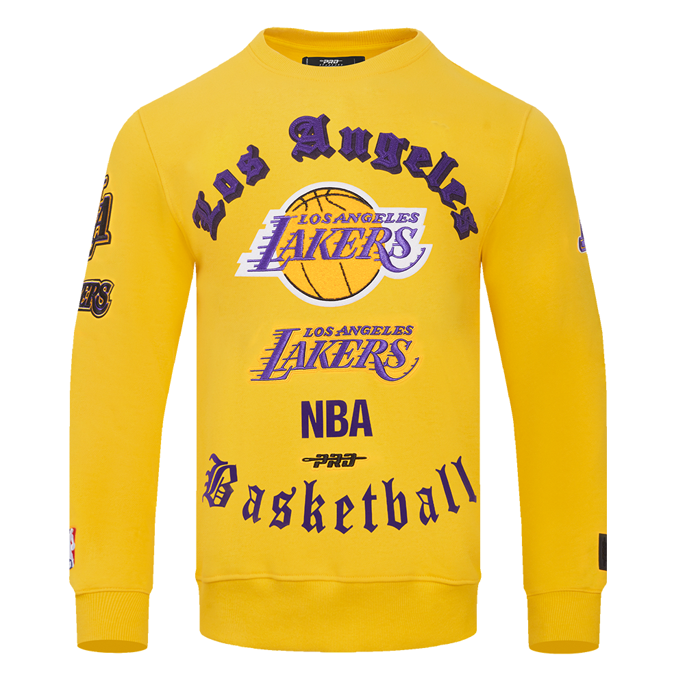 Pro Standard Men's NBA Los Angeles Lakers Old English Crewneck -Yellow - YELLOW Thumbnail View 1