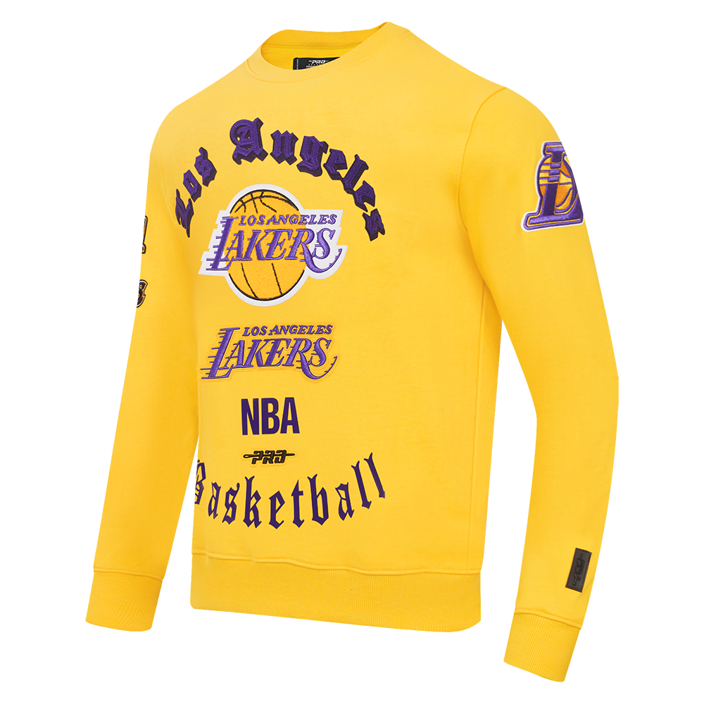 Pro Standard Men's NBA Los Angeles Lakers Old English Crewneck -Yellow - YELLOW Thumbnail View 3