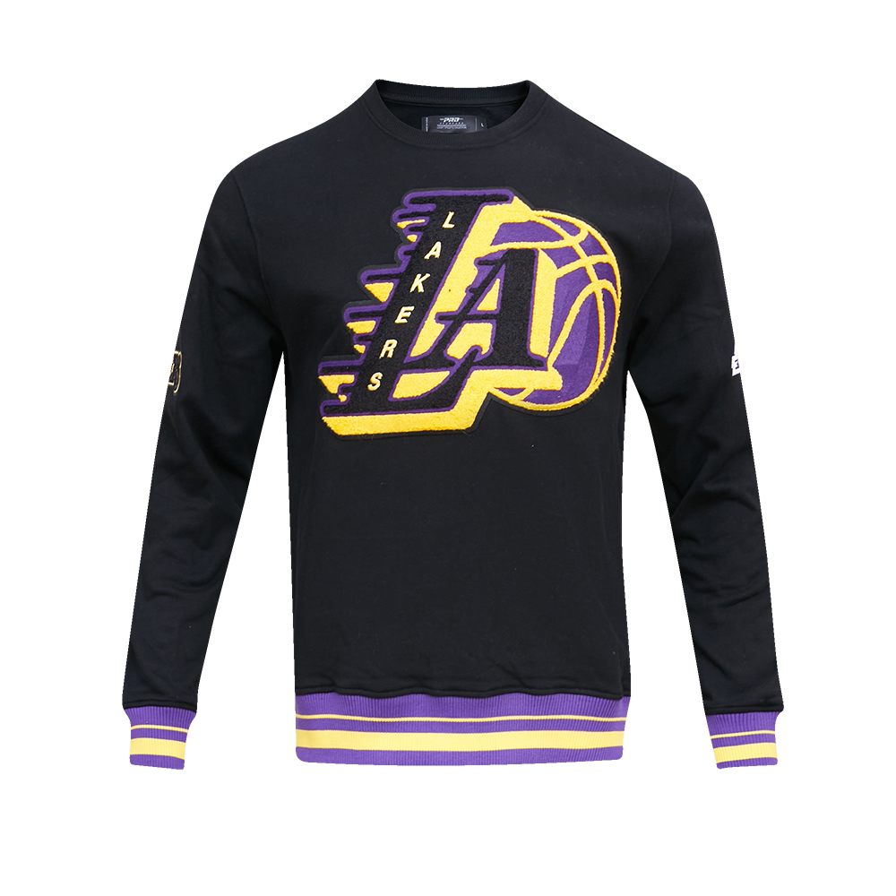 Pro Standard Men's NBA Los Angeles Lakers Mashup Rib Crewneck -Black/Purple - BLACK/PURPLE Thumbnail View 1