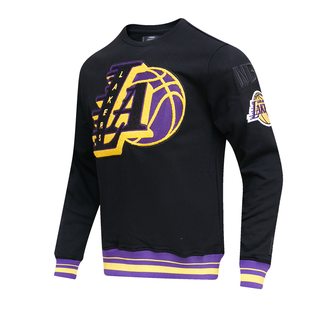 Pro Standard Men's NBA Los Angeles Lakers Mashup Rib Crewneck - Black/Purple - BLACK/PURPLE Thumbnail View 3