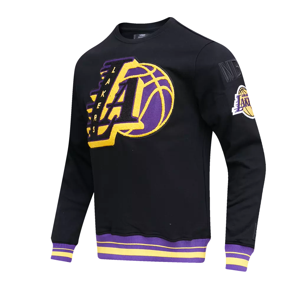 Pro Standard Men's NBA Los Angeles Lakers Mashup Rib Crewneck -Black/Purple - BLACK/PURPLE