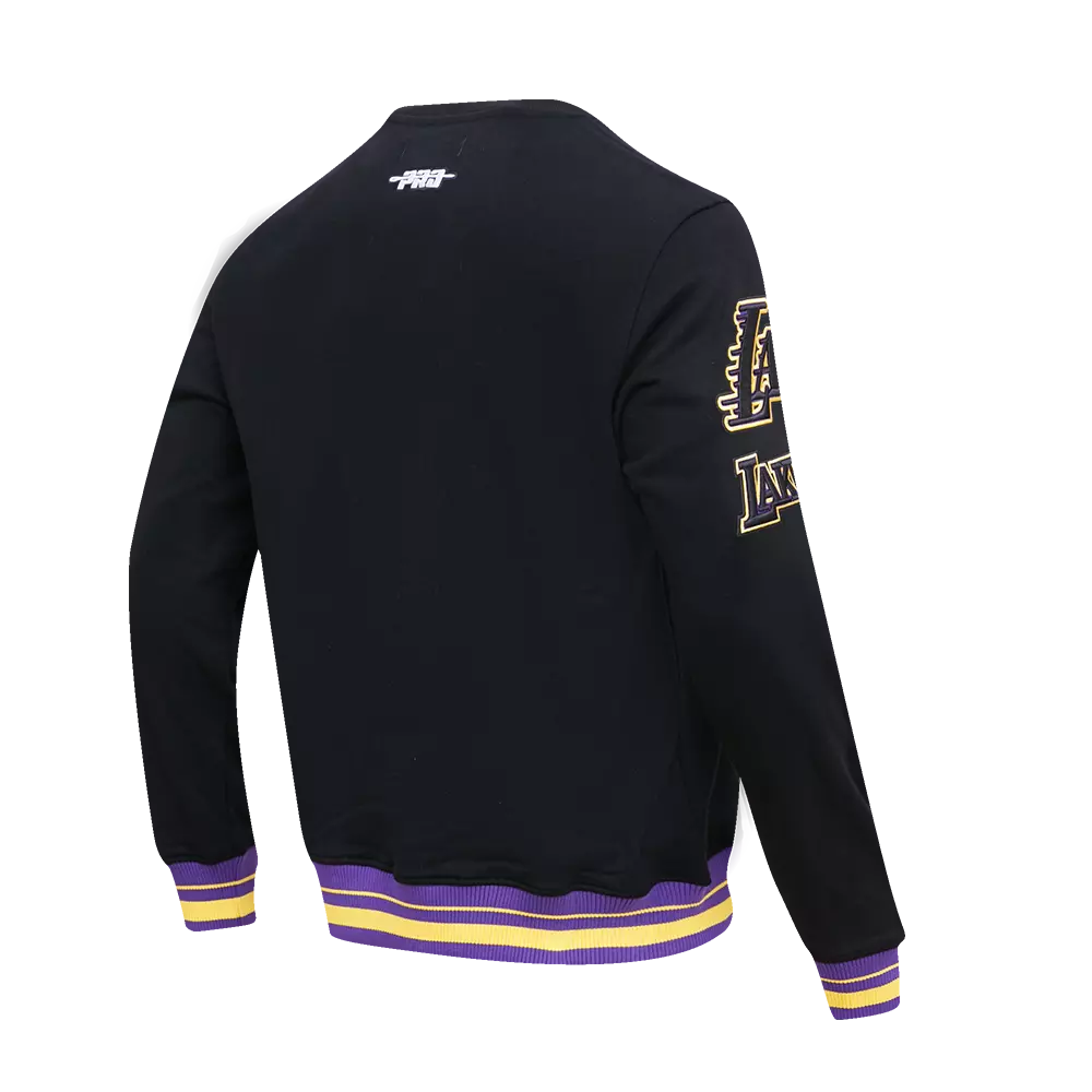 Pro Standard Men's NBA Los Angeles Lakers Mashup Rib Crewneck -Black/Purple - BLACK/PURPLE
