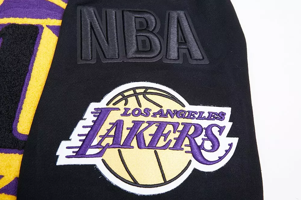 Pro Standard Men's NBA Los Angeles Lakers Mashup Rib Crewneck -Black/Purple - BLACK/PURPLE