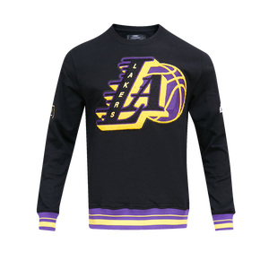 Pro Standard Men's NBA Los Angeles Lakers Mashup Rib Crewneck -Black/Purple