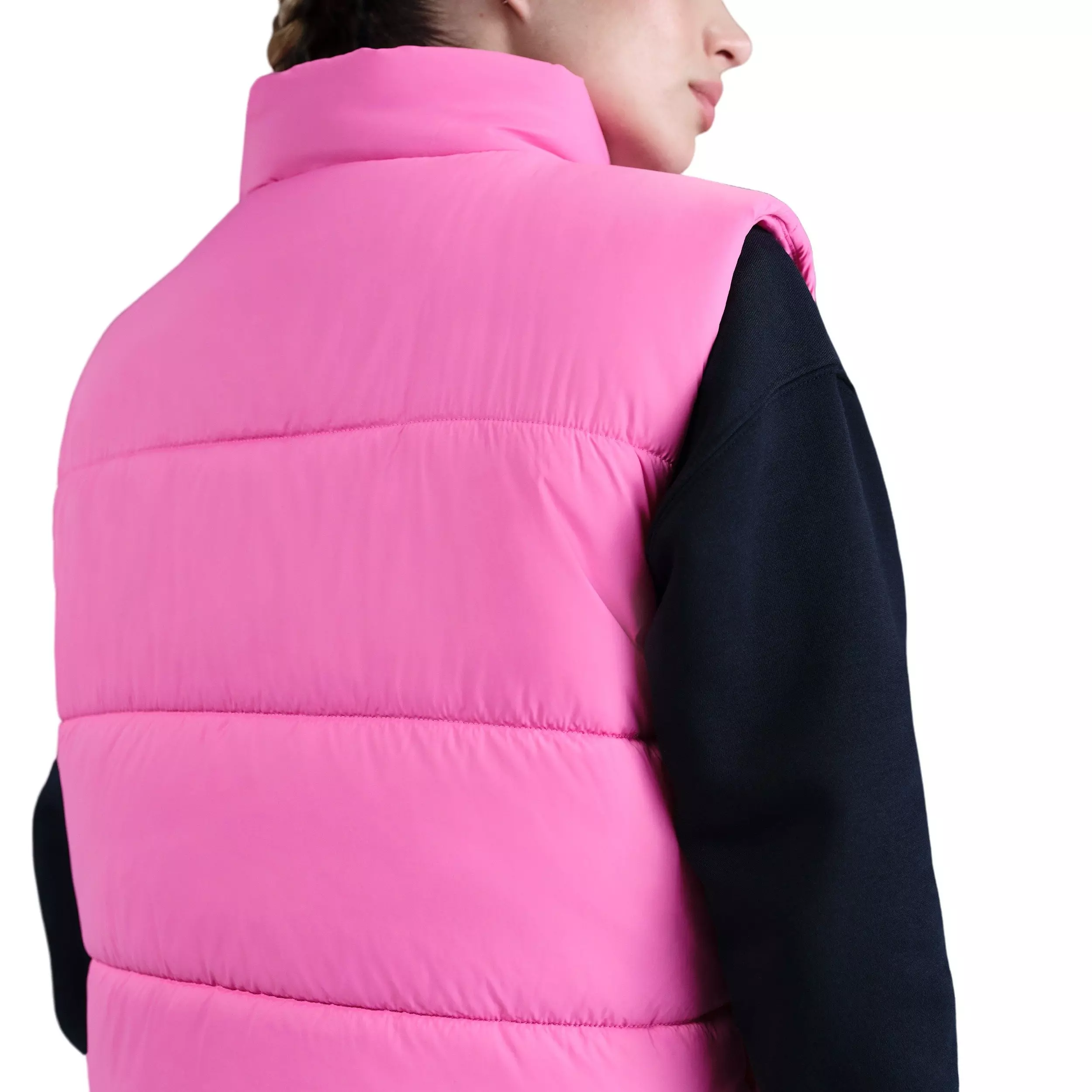 Nike Women's Sportswear Classic Puffer Therma-FIT Loose Vest - Pink/White - PINK/WHITE