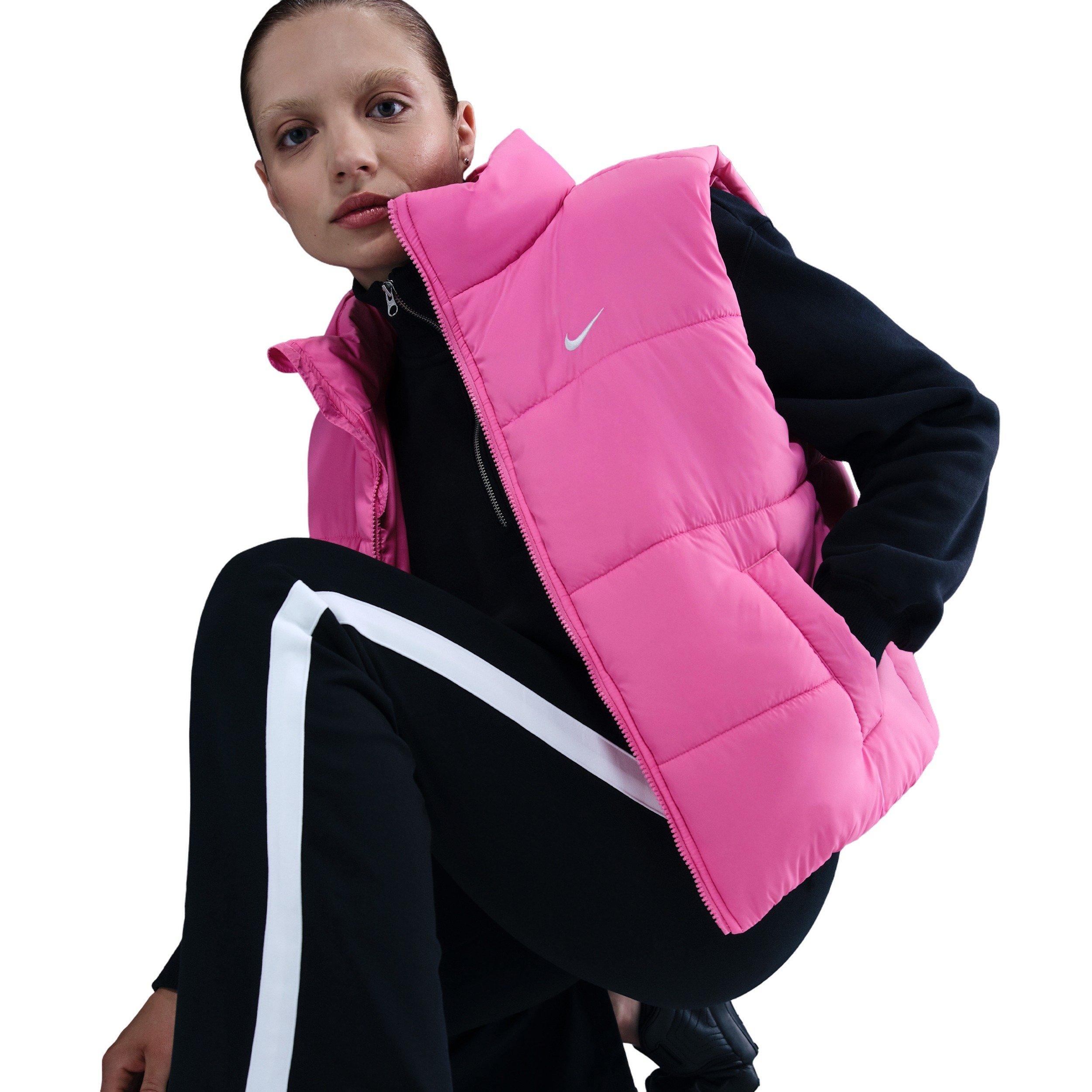 Nike Women's Sportswear Classic Puffer Therma-FIT Loose Vest - Pink/White - PINK/WHITE Thumbnail View 3