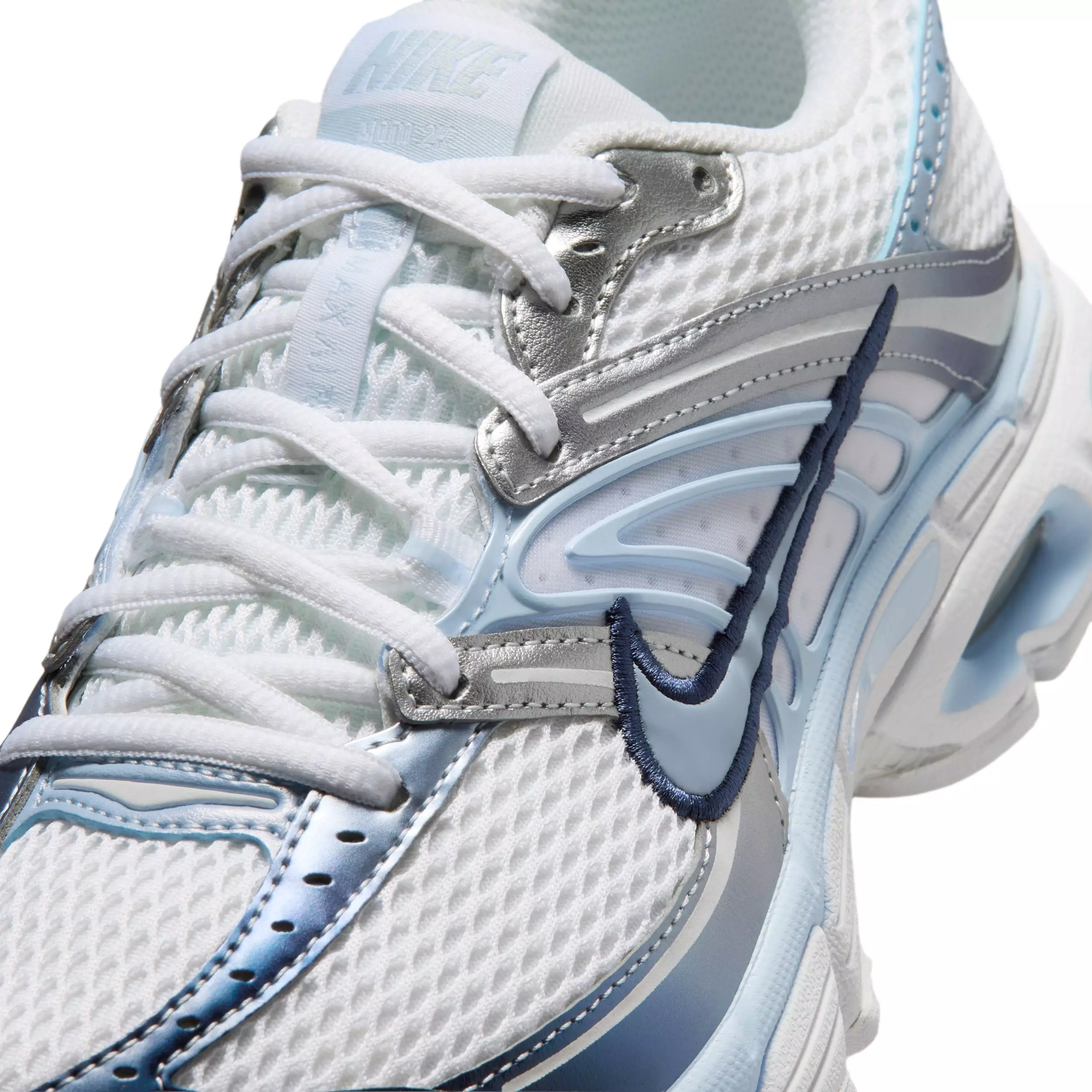 Nike Air Max Moto 2K "White/Metallic Silver/Midnight Navy/Hydrogen Blue" Women's Shoe - WHITE/SILVER/BLUE