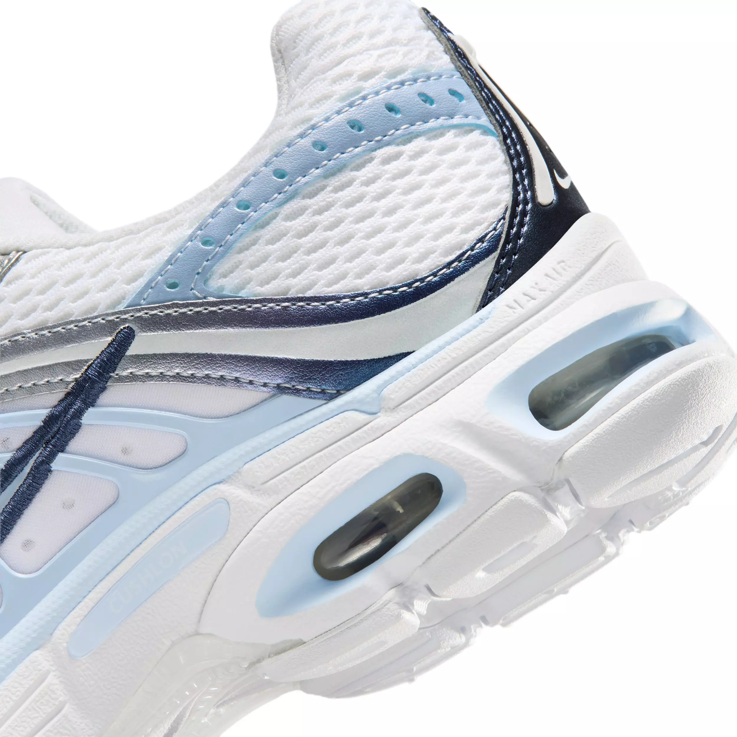 Nike Air Max Moto 2K "White/Metallic Silver/Midnight Navy/Hydrogen Blue" Women's Shoe - WHITE/SILVER/BLUE