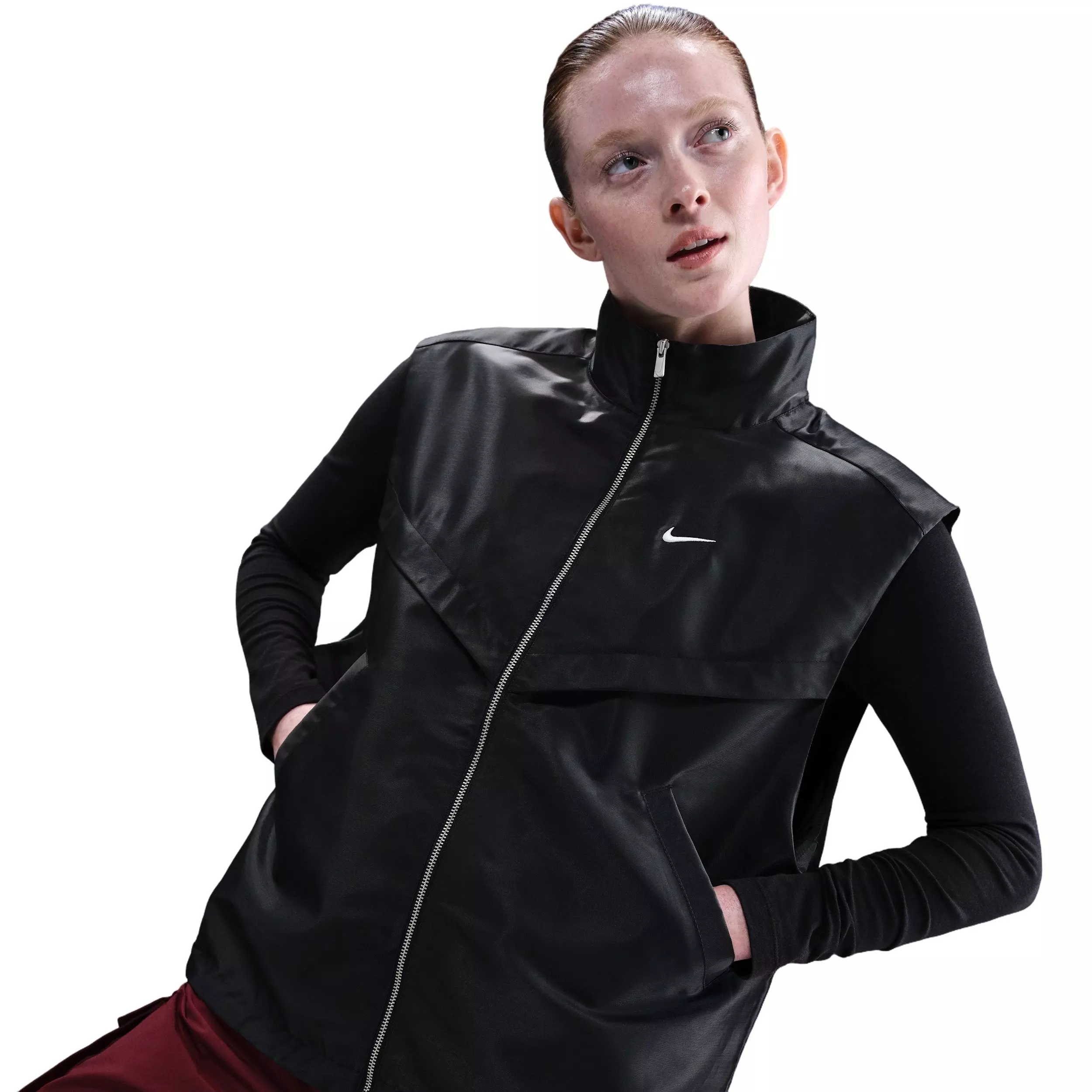 Nike Women's Sportswear Shine Windrunner Vest -Black - BLACK