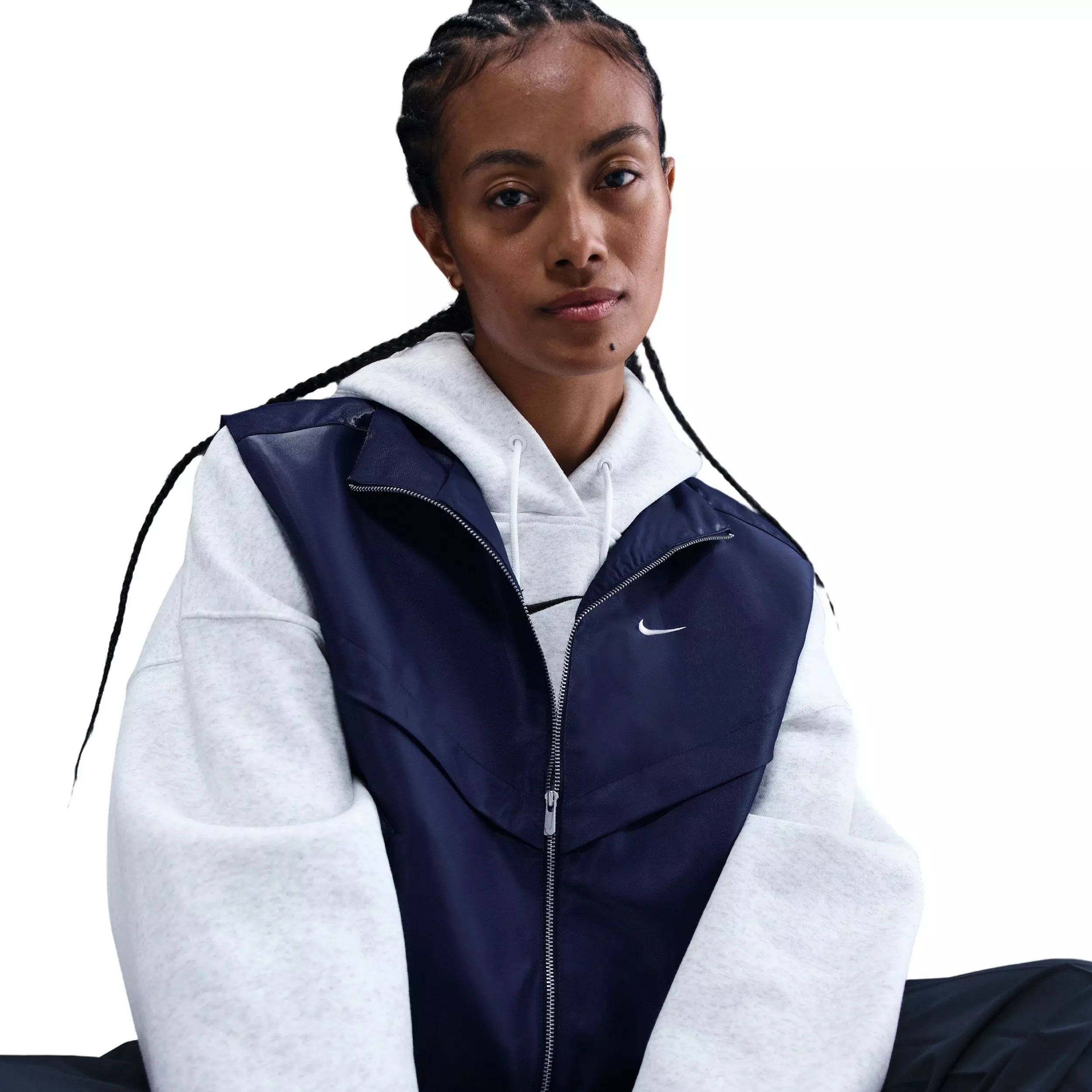 Nike Women's Sportswear Shine Windrunner Vest -Navy - NAVY